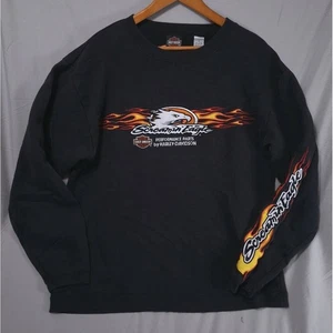 Vtg Harley-Davidson Screamin' Eagle Flame Embroider Long Sleeve Sweatshirt Sz M - Picture 1 of 11