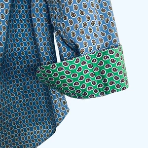 Ralph Lauren Womens Flip Cuff Blouse Size 1X Blue Green Paisley Button Up Preppy - Picture 1 of 13