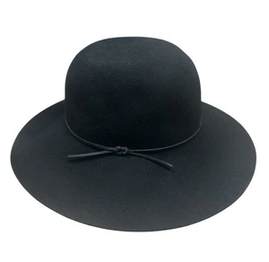 Phenix Wool Hat Womens Black Floppy Wide Brim 100% Wool One Size - Picture 1 of 2