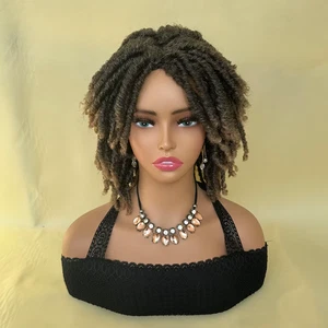 Kurze Afro Bob geflochtene Perücke für Frauen Synthetik Faux Locs Dreadlocks Stil USA - Bild 1 von 19