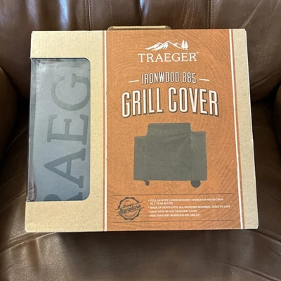 NEW Traeger Ironwood 885 Full Length Grill Cover, BAC513 Gray W/TRAEGER Logo - Image 1 of 2