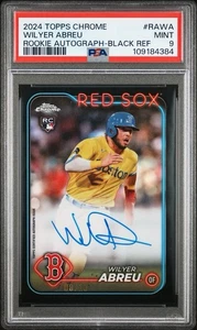 2024 TOPPS CHROME WILYER ABREU ROOKIE AUTO RIFRATTORE NERO /10 RED SOX SSP PSA 9 - Foto 1 di 2