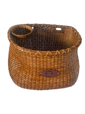 Fahrradkorb Original Weidenkorb Fahrradkörbchen mit Getränkehalter Vintage - Bild 1 von 4