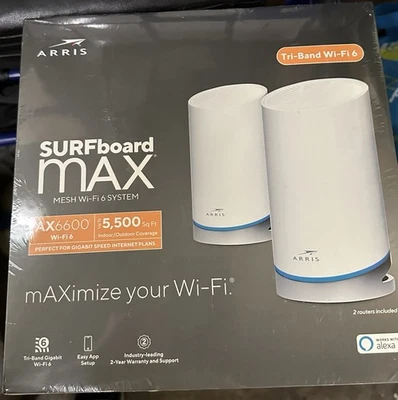 Wifi 6 Extender Arris Surfboard mAX W21 Mesh System Router  AX6600 2 Pack New!! - Image 1 of 2