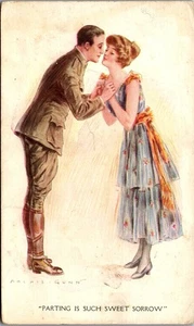 Cartolina militare d'epoca WW1 soldato la separazione è così dolce dolore Archie Gunn - Foto 1 di 3