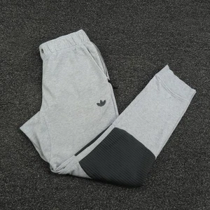 Adidas Pantaloni Jogger Uomo Grigio Medio Nero Trifoglio Pannello a Costine Polsini Atletici - Foto 1 di 12