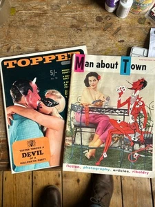 Devil Vintage Halloween 2 Burlesque Girlie Magazines 1950s Very Good Spooky - Picture 1 of 3