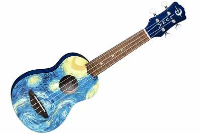 LUNA Starry Night Soprano UKULELE w/ Gig Bag new Uke - Mahogany - Blue - Image 1 of 2