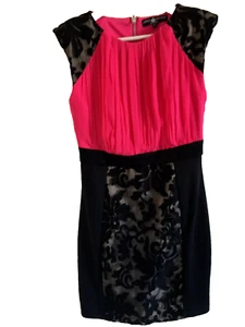 Little Mistress Chiffon / Lace Party Cocktail Occasion Dress Size UK 12 - Picture 1 of 10
