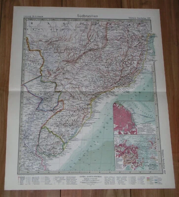 1926 MAPA VINTAGE ORIGINAL SUL DO BRASIL RIO DE JANEIRO ARGENTINA BUENOS AIRES - Imagem 1 de 4