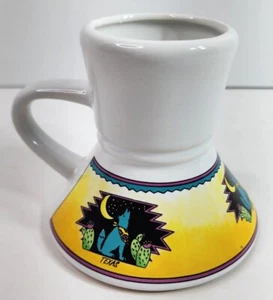 Taza de cerámica de café de colección Texas/Azteca [perro aullador/lobo] temática - fondo ancho  - Imagen 1 de 8