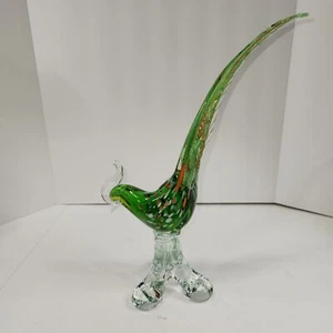 VTG Murano Art Glass Rooster Pheasant Green Multicolored hand blown Italy Seguso - Picture 1 of 15