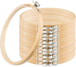 Hoops Set 12 Pieces 8 Inch Round Embroidery Hoops Bamboo Circle Cross Stitch - Picture 1 of 7