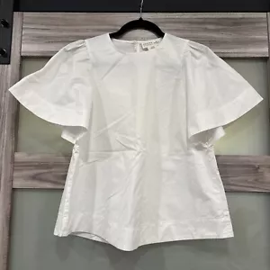 Kate Spade Womens Sz S Blouse Top Shirt Broome Street Flare White Crisp Cotton - Picture 1 of 8