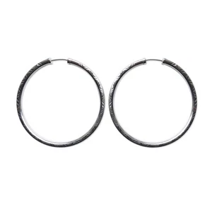 New Sterling Silver Diamond Cut Hoops Capped Heavy Earrings 60mm 40mm UK 925 HM - Picture 1 of 2