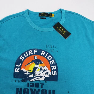 Polo Ralph Lauren RL Surf Riders Hawaii Azul Camiseta Calce Clásico Para Hombre Talla M Foto 1 de 4