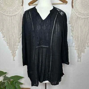 Ava & Viv black sheer boho blouse NEW size XL - Picture 1 of 7