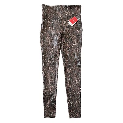 NEW Spanx Faux Leather Snakeskin Print Leggings size M Brown Mocha $98.00 - Image 1 of 4