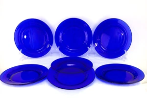 Nuevo Juego de 7 Placas Martinsville Hostmaster Azul Cobalto Huella Pulgar 8.5" - Usado en Excelente Condición - Imagen 1 de 15