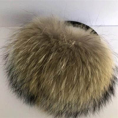 Большие наушники из натурального коричневого меха енота из натуральной овчины кожаный кронштейн - Изображение 1 из 4