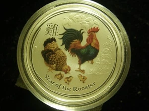2017 Australia Lunar Year of the Rooster 1/2 oz Silver colourised coin, capsule - Picture 1 of 5