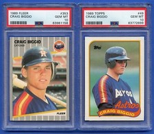 1989 CRAIG BIGGIO ROOKIE LOT 2 PSA 10 GEM MT HOF FLEER TOPPS ASTROS #353 #49 RZC