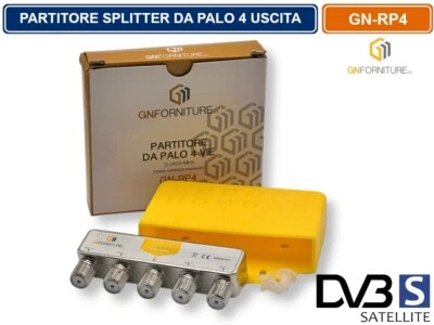 RIPARTITORE SPLITTER DA PALO SEGNALE TV SATELLITARE 1 INGRESSO 4 USCITE - Immagine 1 di 4