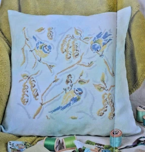 Cross Stitch Chart Only - Beautiful Blue Tit Garden Birds Cushion Sampler - Picture 1 of 1