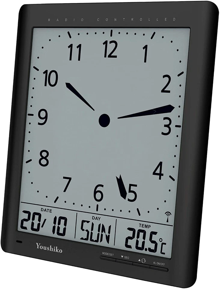 Radio Control Wall Clock  UK  and Ireland Version Digital Analog Style Silent - Image 1 of 4