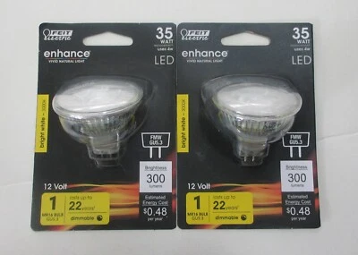 2 Pack FEIT ELECTRIC BPFMW/930CA MR16 Bright White 3K 12V LED 4W Plug Light Bulb - Image 1 of 3