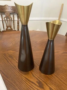 Juego de 2 candelabros Oslo velas cónicas luces de té tono dorado negro - Imagen 1 de 2