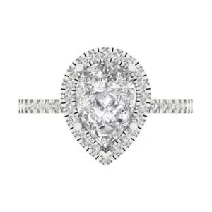 2.45ct Pear Cut Bridal anniversary Ring Halo 14k White gold Bridal band - Picture 1 of 11