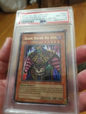 Yugioh Dark Ruler Ha Des LOD-001 1st Edition PSA 8 NM-MINT New Extremely Rare ! - Image 1 of 4