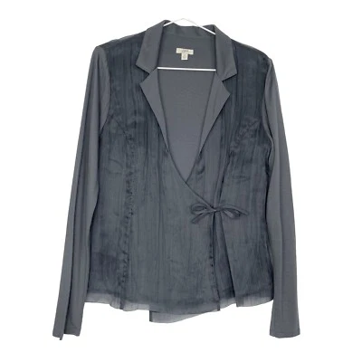 Top envolvente arrugado de seda J. Jill para mujer pequeño gris cuello suave niña balletcore Foto 1 de 4