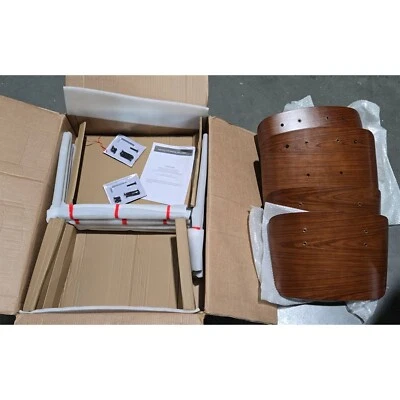 Pre-Owned Dining Chairs Set of 2 Mid-Century Upholstered PU Leather w/Back Brown - Image 1 of 4