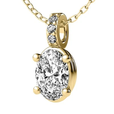 Grad Gifts - 1.54 CT H/VS2 Solitaire Oval Cut Lab Grown Diamond Pendant 14k - Image 1 of 3