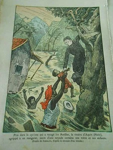 Cyclone dans les Antilles Haïti le vicaire sauve mère et enfants Print 1928 - Picture 1 of 1