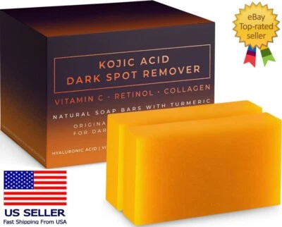 Pure Vital Kojic Acid Dark Spot Remover Soap Bars with Vitamin C, Retinol,2 Pack