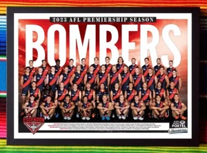 Framed 2023 ESSENDON BOMBERS AFL Poster - 84cm x 59.5cm x 3cm - Picture 1 of 4