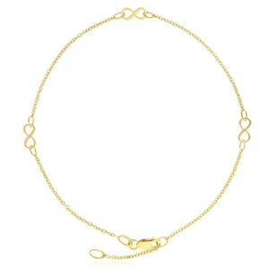 Real 10K Gold Infinity Adjustable Ankle Bracelet 9"-10" - Picture 1 of 4