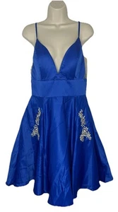 ANGELA & ALISON ROYAL BLUE SATIN PROM PARTY COCKTAIL SHORT DRESS SZ 12 NWT - Picture 1 of 11