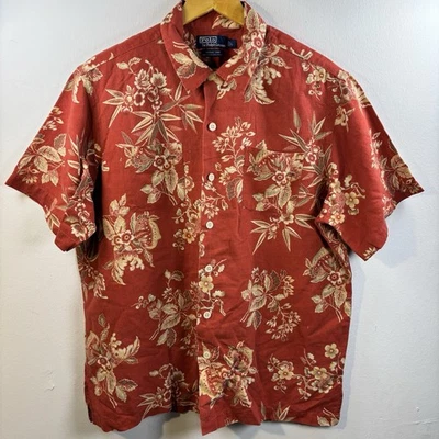 Camisa de botones Polo Ralph Lauren para hombre talla grande Vintage Camp Linen Algodón Clásico Foto 1 de 4