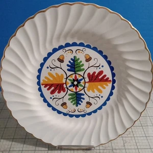 Eichenlaub Eicheln goldfarbener Rand dekorativ 10,25" Teller Sheffield Knochen weiß - Bild 1 von 7