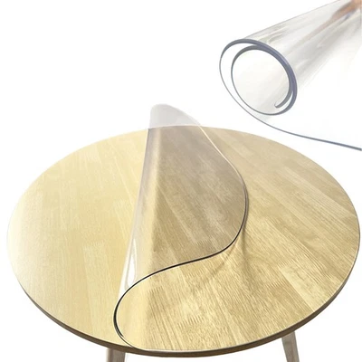 2mm Thick Clear Transparent Vinyl PVC Round Tablecloth Table Protector Cover - Image 1 of 4
