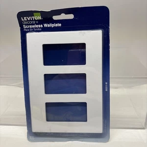 Leviton Decora Plus Screwless 3-Gang Wall Plate White Plastic WHITE (B46 - Picture 1 of 4