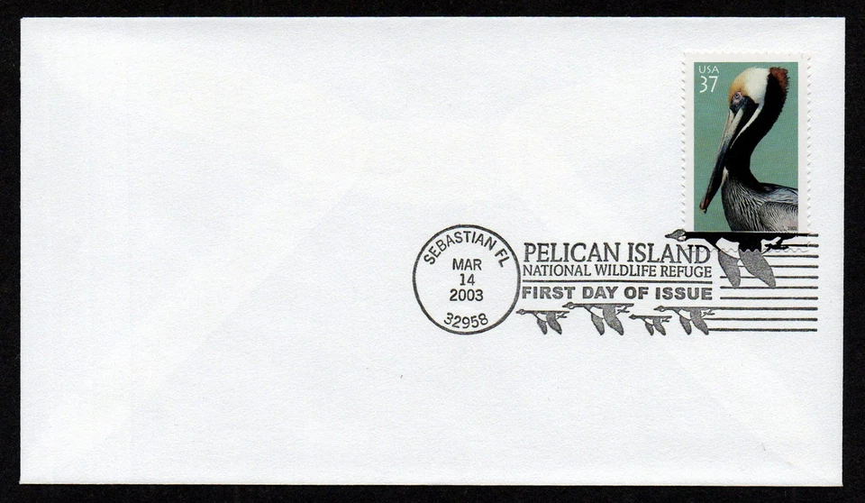USA, SCOTT # 3774, BLANK FDC COVER - PELICAN ISLAND BIRD, NATIONAL WILDLIDE 2003 - Image 1 of 1