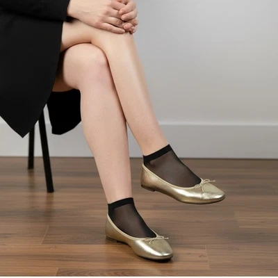 Zapatos sin cordones J.Crew para mujer de cuero dorado metálico con lazo y punta redonda 8,5 Foto 1 de 4