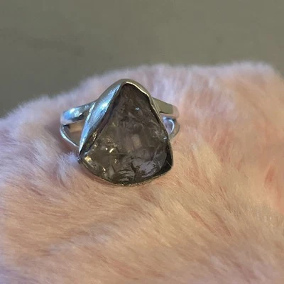 Anillo de diamantes naturales Herkimer de ley 925 talla 6,5 Foto 1 de 4