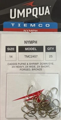 Ganchos de pesca com mosca Umpqua Tiemco tamanho 10 12 14 16 TMC2457 TMC3761 - Imagem 1 de 4