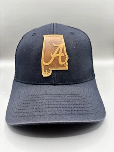 Alabama Hat Cap Snap Back Black Mesh Trucker Leather Patch State A Mens Zephyr - Picture 1 of 8
